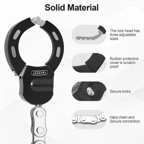 Miniatura 4 de Cerradura eléctrica para scooter, cerradura de bicicleta de alta seguridad con 3 llaves, cadena de bloqueo de bicicleta resistente de 0.71 pulgadas