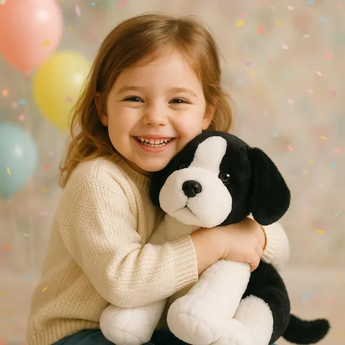 Miniatura 2 de WEIGEDU Peluche de perro pastor Beagle blanco y negro Border Collie, juguetes de peluche para niños y niñas, bebé, cumpleaños, Pascua
