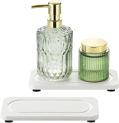 Miniatura 14 de Paquete de 2 bandejas de fregadero de piedra de diatomita, tapete de grifo absorbente de agua para encimera de cocina y baño, jabonera decorativa