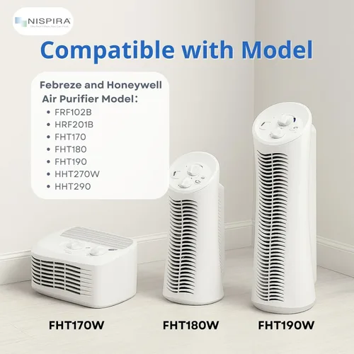 Miniatura 4 de Nispira Filtro U HRF201B de repuesto 2 en 1 de carbón activado HEPA para purificador de aire Honeywell Febreze FRF102B FRF101B FHT190 FHT180 FHT170