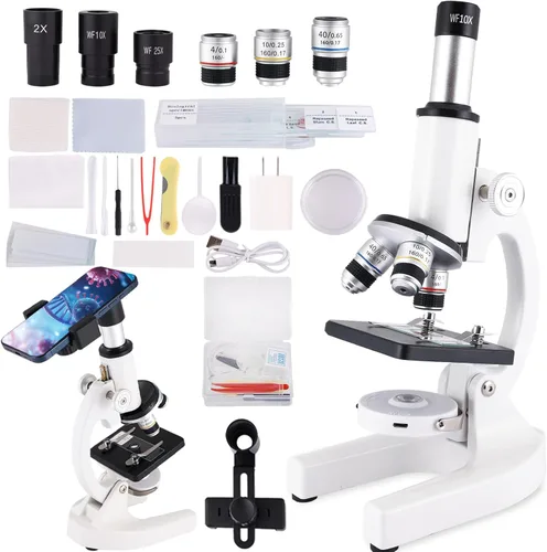 Miniatura 9 de Microscopio para Adultos y Niños, Microscopio Compuesto de Alta Potencia 40X-2000X para Estudiantes, Laboratorio Escolar y Educación en Casa, Blanco