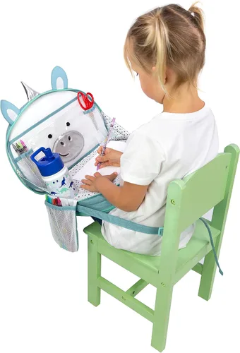 Miniatura 7 de Lulyboo Bandeja y mochila para asiento de automóvil de unicornio para niños pequeños Escritorio de viaje para niños con superficie de escritura