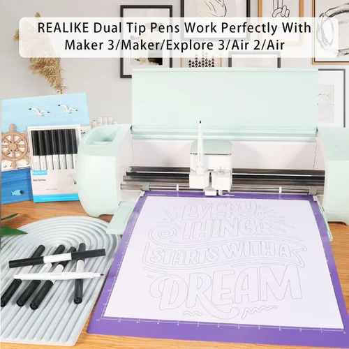 Miniatura 2 de REALIKE Bolígrafos de doble punta compatibles con Cricut Maker 3/Maker 4/Maker/Explore 3/4/Air 2/Air, juego de 7 rotuladores de doble punta fina