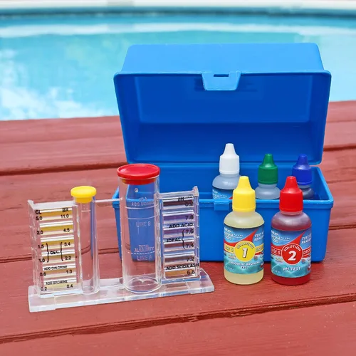 Miniatura 4 de Blue Devil Kit de prueba de piscina OTO de 5 vías: cloro/bromo, pH, alcalinidad y demanda de ácido, incluye viales fáciles de leer