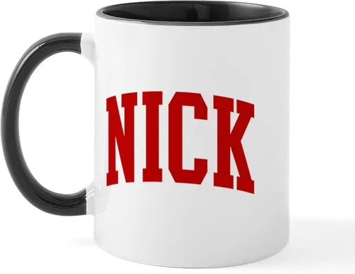 Miniatura 4 de CafePress NICK (rojo) Taza de café de cerámica de 11 oz (11.0 fl oz)