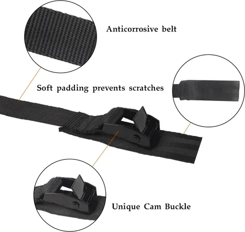Miniatura 3 de MAGARROW Correas de amarre con hebilla de leva negras (todas negras (4 unidades), 2 pies) Cam Buckle straps with good gear and sturdy webbing