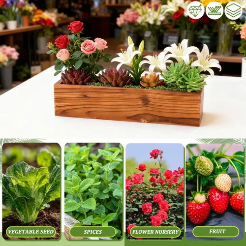 Miniatura 6 de Macetero de madera rústica de madera de cedro de 11.81 pulgadas, caja de ventana de madera de cedro para jardinería, balcón, patio, uso al aire libre