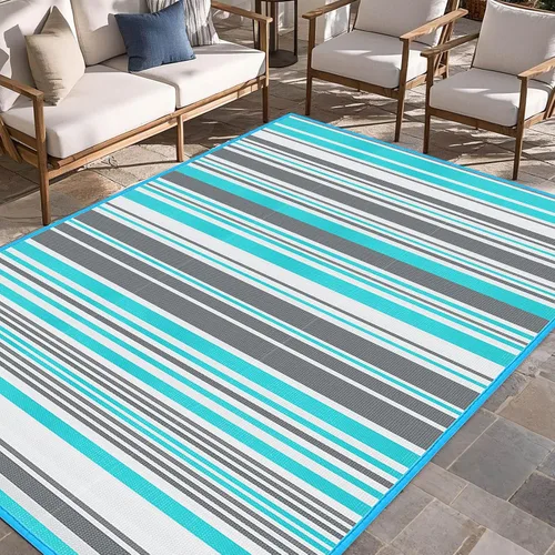 Miniatura 8 de Alfombra de plástico para patio al aire libre impermeable – Alfombras para exteriores para cámper, caravana, porche, cubierta, alfombra de área