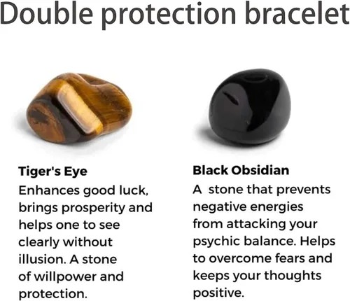 Miniatura 4 de FRG - Brazalete hecho a mano con letra inicial del nombre, las cuentas son de ónix negro u ojo de tigre, la cuerda es trenzada, un brazalete lleno
