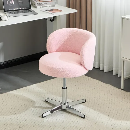 Miniatura 20 de VINGLI Bonita silla de escritorio giratoria pequeña y cómoda con ruedas, soporte lumbar ergonómico de respaldo bajo para tocador/técnico de uñas