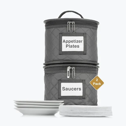 Miniatura 9 de Paquete de 2 cajas de almacenamiento de platos pequeños de 6 pulgadas, contenedor de almacenamiento de China, apilable con interior acolchado