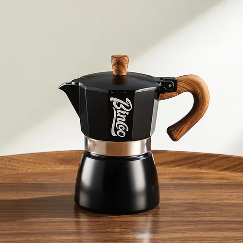 Miniatura 3 de Estufa para máquina de café expreso, olla Moka de 3 tazas, cafetera italiana clásica, válvula de seguridad individual (negro, 3 tazas)