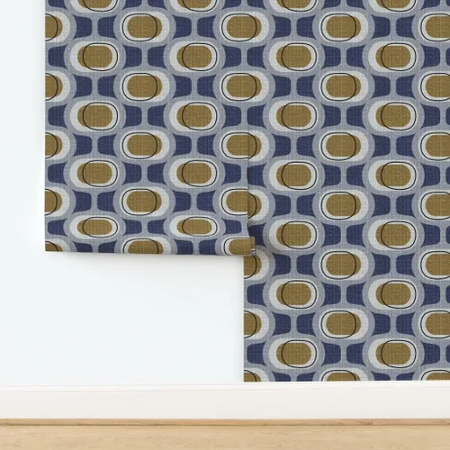 Miniatura 4 de Peel & Stick Wallpaper Swatch - Orbs Navy Brown Mid Century Modern Mod Scale 1950S 1960S 1970S Retro Circles Artistic Custom Removable Wallpaper by