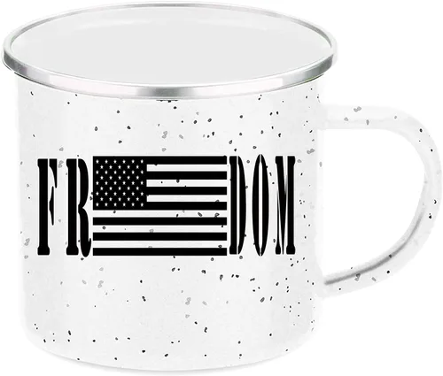 Miniatura 2 de Rogue River Tactical Taza de café esmaltada con bandera de la libertad de los Estados Unidos, regalo para veterano militar o patriótico americano