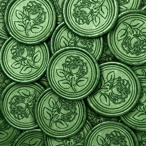 25 Calcomanías para Sellos de Cera Hechas a Mano, Sellos para Sobres, Calcomanías de Cera Autoadhesivas para Invitaciones de Bodas y Fiestas, Verde