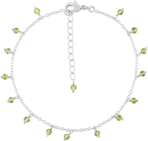 Miniatura 24 de Yanara Tobilleras de piedras preciosas para mujer, piedra natal natural, chapada en plata, joyería hecha a mano en 8.5 + 1.5 pulgadas, cristales