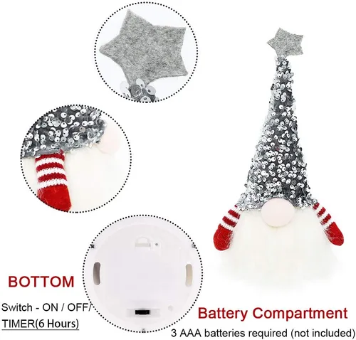 Miniatura 6 de GMOEGEFT Luces escandinavas de gnomo de Navidad con temporizador, gnomo sueco de Santa Tomte, decoración de Navidad nórdica, juego de 2