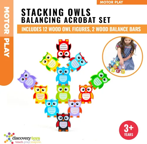 Miniatura 2 de Discovery Toys Juego de acróbatas de equilibrio de madera de búhos apilables Aprendizaje impulsado por niños Juguete STEM para el desarrollo