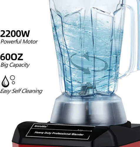 Miniatura 5 de BioloMix Licuadora comercial resistente, 2200W 60Oz Licuadora profesional de cocina batidos, batidos, hielo y frutas congeladas, contenedor