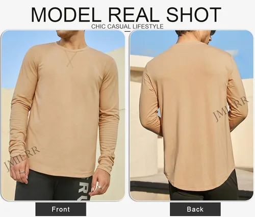 Miniatura 5 de JMIERR Mens 3 Pack Cotton Hipster Hip Hop Longline Crewneck T-Shirt