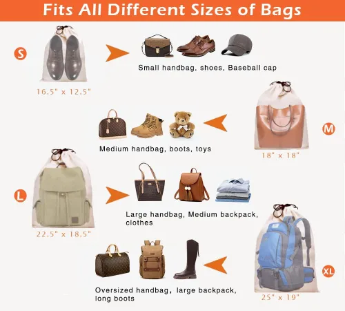 Miniatura 5 de misslo Conjunto de 3de algodón transpirable Dust-proof Cordón Bolsa de almacenamiento multifuncional bolsa