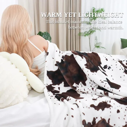 Miniatura 3 de Manta con Estampado de Vaca para Adultos - Franela Ultra Suave Difusa Ligera de Felpa para Sofá y Cama - Regalos Temáticos de Vaca para Cumpleaños