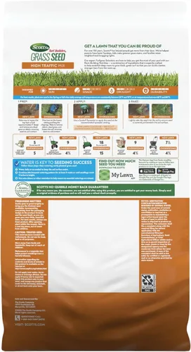 Miniatura 10 de Scotts Turf Builder - Mezcla de semillas de césped de alto tráfico, semillas de césped más fertilizante y mejorador de suelo, autorreparaciones
