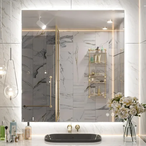 Miniatura 15 de Keonjinn Espejo de baño LED de 24 x 32 pulgadas con retroiluminación, antiniebla, CRI90+ HD regulable sin escalones, alto lumen, montaje en pared