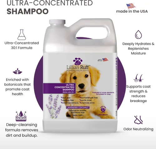 Miniatura 2 de Lillian Ruff PRO Formula Champú Ultra Concentrado para Perros – Hace 4 Galones/30 Botellas, Dilución 30:1, Champú Profesional para Mascotas