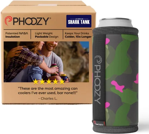 PHOOZY Enfriador de latas aislado para latas delgadas de 12 oz - El aislamiento patentado de la NASA mantiene las bebidas frías 10 veces más tiempo