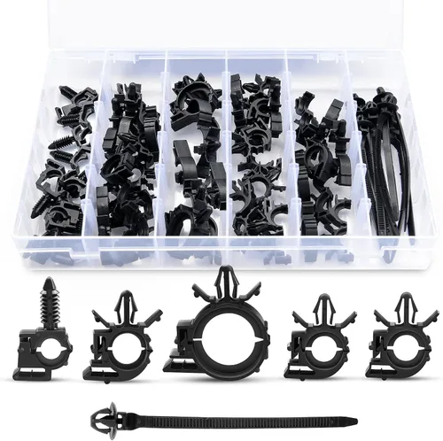 Miniatura 2 de GOOACC Surtido de 60 clips de enrutamiento para telar de alambre de automóvil, 6 tamaños diferentes, clips de enrutamiento universales para Honda GM