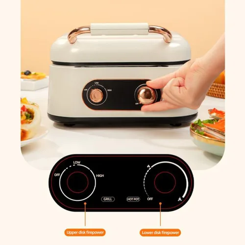 Miniatura 3 de AORAN - Parrilla eléctrica 7 en 1 con revestimiento antiadherente, parrilla sin humo para freír, hornear, hervir, olla caliente, vaporizar, control