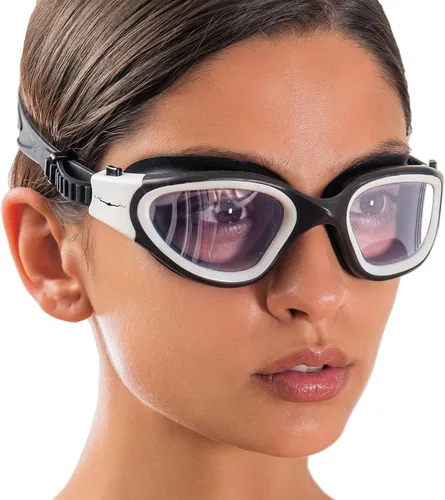 Miniatura 12 de AqtivAqua DX - Gafas de natación con visión amplia para adultos, hombres y mujeres, antiempañamiento y sin fugas Gafas blancas + funda negra