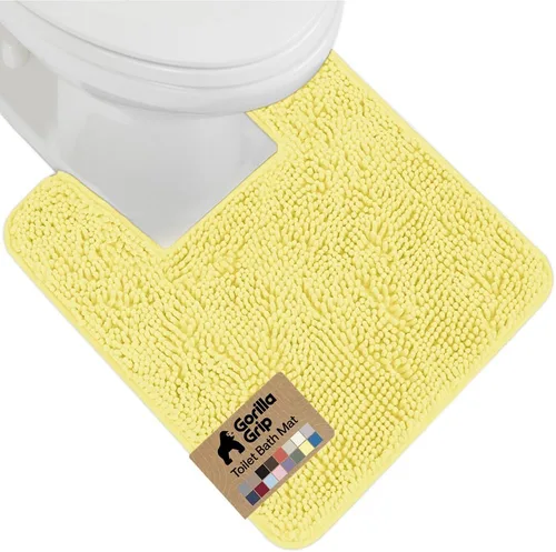 Miniatura 95 de Gorilla Grip - Tapete de baño afelpado, absorbente, peludo, de felpilla, para base de inodoro cuadrada, reverso de goma, suave, de microfibra, claro