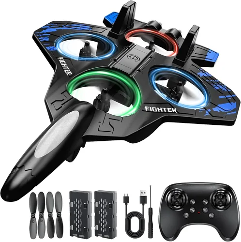 Aviones de control remoto de espuma, aviones RC con luz, jet de combate RCAirplane para niños y adultos de 8 a 16, giro de 360°, rollo de