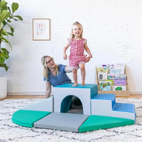 Miniatura 11 de ECR4Kids SoftZone Lincoln - Escalador de túneles para niños, contemporáneo, 9 piezas