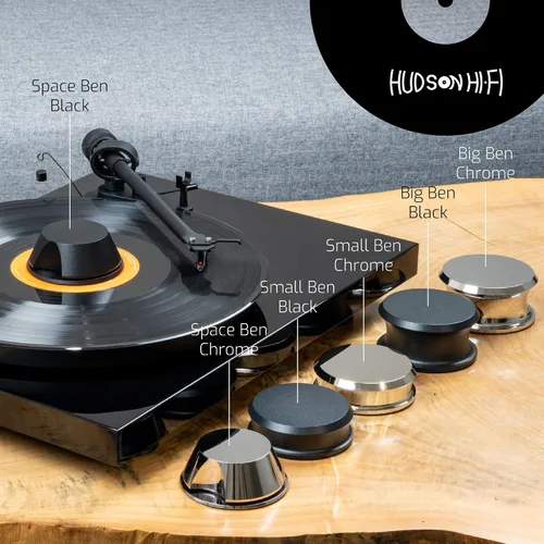 Miniatura 7 de Hudson Hi-Fi SmallBen - Estabilizador de peso con almohadilla protectora de cuero, peso de vinilo de 9 onzas, estabilizador LP duradero y elegante