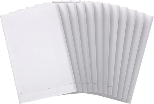 Miniatura 8 de Mixweer 6 toallas de mano de lino blanco con dobladillo de 14 x 22 pulgadas para bordar, paños de cocina para baño, cocina y hogar
