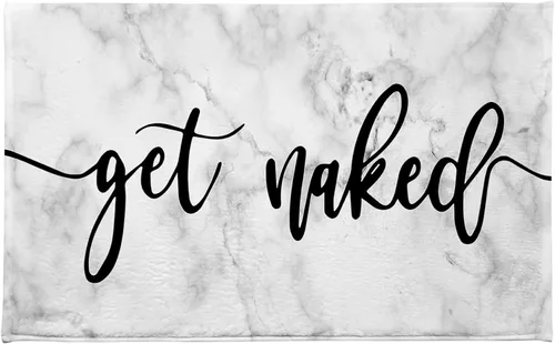 Miniatura 9 de Get Naked - Tapete de baño para baño, fuente blanca, con citas divertidas, color negro, tapete de baño de espuma viscoelástica suave, tapete