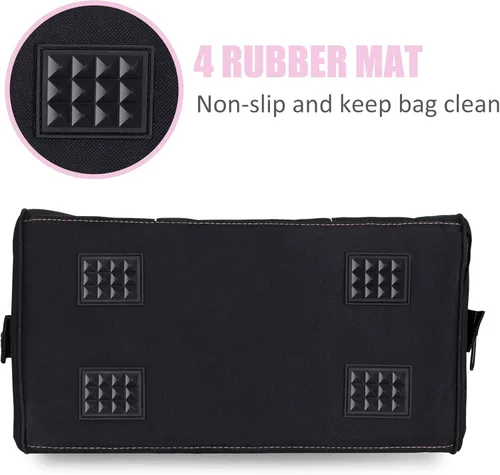 Miniatura 6 de FASTPRO Bolsa de herramientas rosa de 12 pulgadas, almacenamiento abierto de boca ancha con cremallera, material de tela de poliéster 600D para una