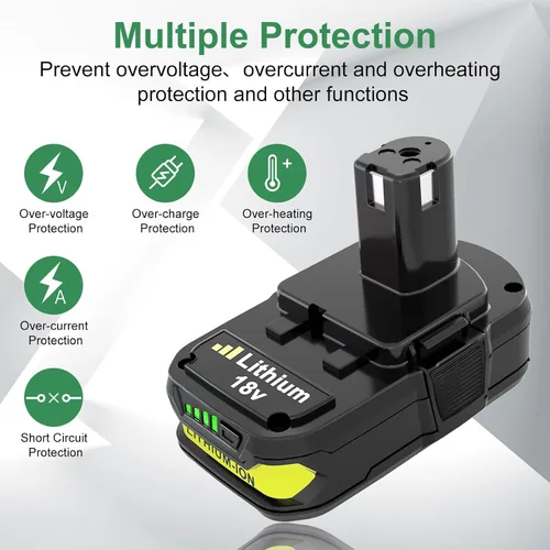 Miniatura 4 de Reoben Paquete de 2 baterías de litio de 3.6 Ah de repuesto para batería Ryobi de 18 V, compatible con baterías Ryobi de 18 voltios P102 P103 P104