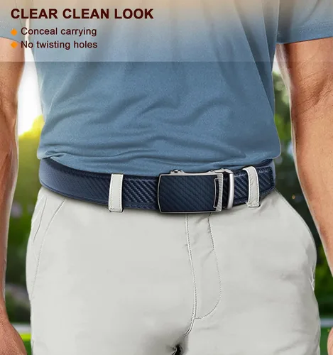 Miniatura 7 de KEMISANT Cinturón para hombre, cinturón de trinquete de cuero, ajuste personalizable, estilo sin esfuerzo de 1.378 in