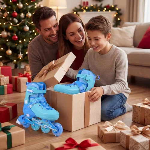 Miniatura 7 de BABY JOY Patines en línea, 4 tamaños ajustables para niños con ruedas iluminadas para niños de 5 a 14 años, divertidos patines iluminadores