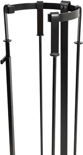 Miniatura 5 de Modern Ember Knoll - Juego de herramientas para chimenea en color negro, incluye cepillo, pala, póker de fuego, pinzas y soporte, construcción