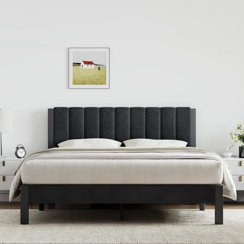 Miniatura 4 de Novilla Bed Frames with Piano Keys Headboard and Footboard, Metal Platform Bed Frame