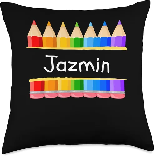 Miniatura 4 de School Teacher Student Name Jazmin Kindergarten Tag Kids Throw Pillow