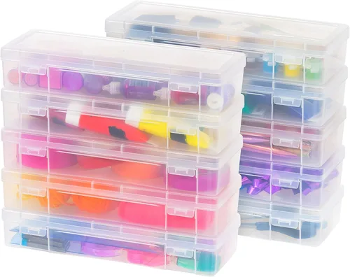 Miniatura 9 de IRIS USA Cajas para lápices, paquete de 18, Hecho en EE.UU. , contenedores organizadores de cuentas de plástico con tapa a presión para artes