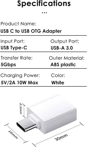 Miniatura 7 de Adaptador USB C a USB (paquete de 2), adaptador USB 3.0 a tipo C OTG, transferencia de datos de alta velocidad de 5 Gbps, compatible con MacBook