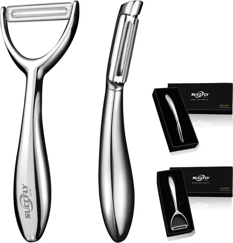 SUCCFLY Pelador de Verduras de Acero Inoxidable, Peladores de Papas Ultra Afilados para Cocina, Pelador Premium de Verduras y Frutas, Pelador de