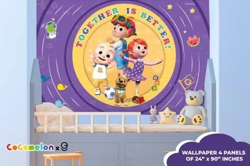 Miniatura 6 de JJ and His Brothers CoComelon - Papel tapiz para despegar y pegar, decoración de pared para niños CoComelon, decoraciones de Cocomelon para niños